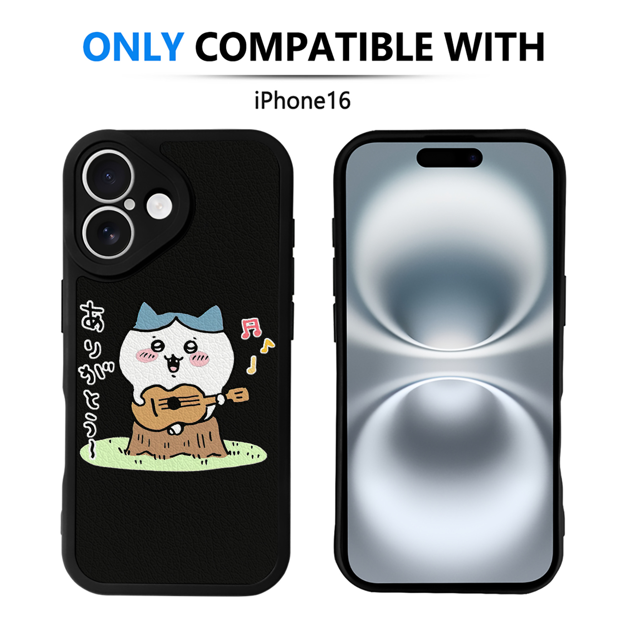 （画像用） ちいかわ ハチワレ Chii-kawa hachiware 【iPhone 16シリーズ対応】シリコンスマホケース（レザー調） 材質：シリコン